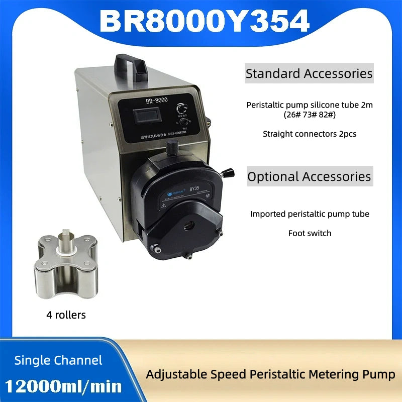 BR8000Y35 Adjustable Speed Persitaltic Pump High Flow 5L, 6L, 7L, 8L/min,Tubing 73# 82#