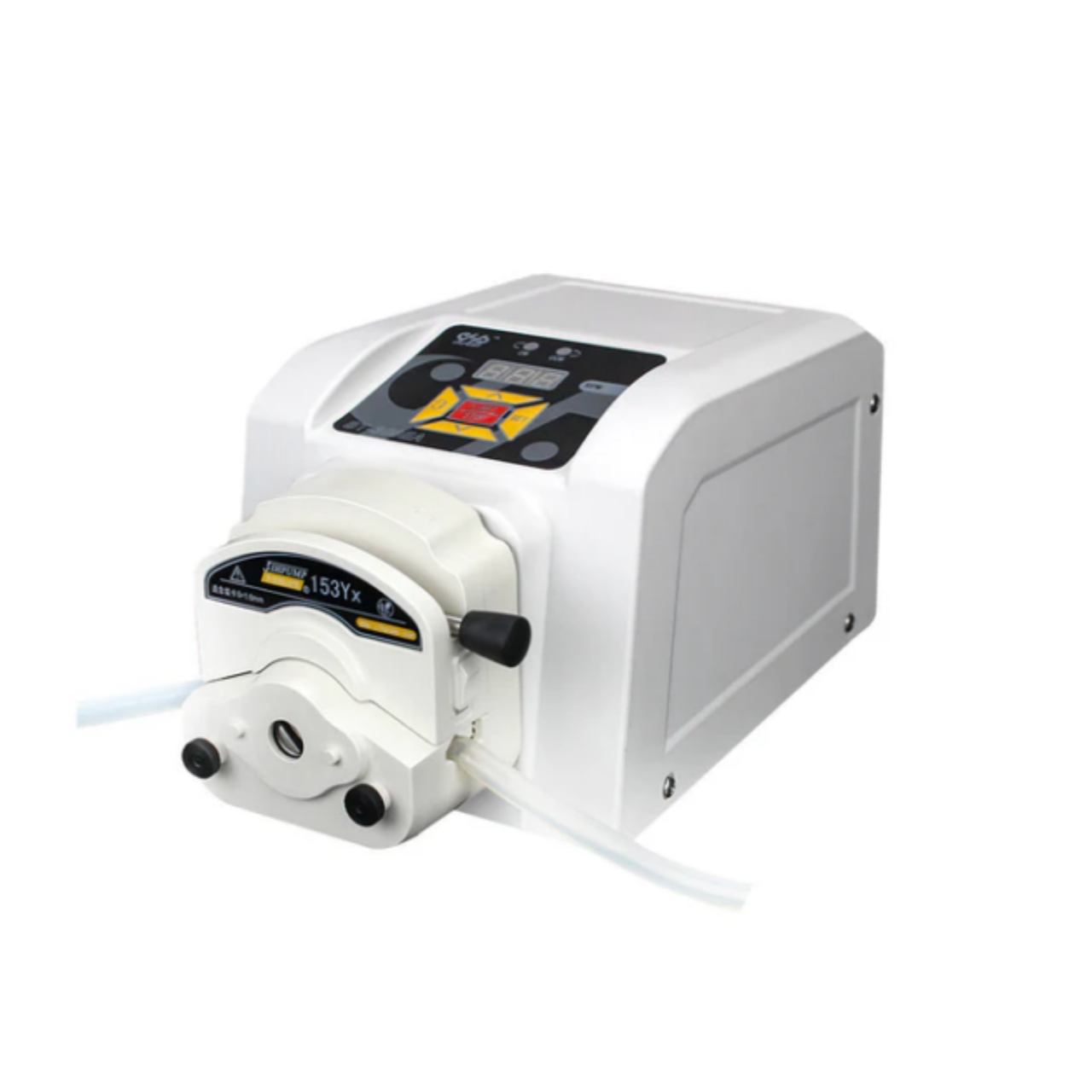 BT-100EA peristaltic pump with 153Yx pump head, single channel, white housing, digital control panel, laboratory fluid transfer pump
