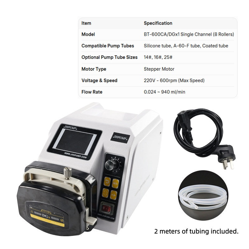 BT-600CA Intelligent Peristaltic Pump with DGx1 Single Channel Pump Head, 220V 600RPM, Flow Rate 0.024-940mL/min
