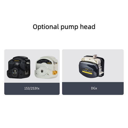 BT-600EL peristaltic pump side view showing die-cast aluminum housing and pump head for industrial fluid transfer
