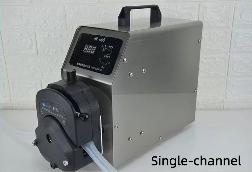 BW-600 Single-Channel Peristaltic Pump with Stainless Steel Enclosure and Digital Speed Control Panel
