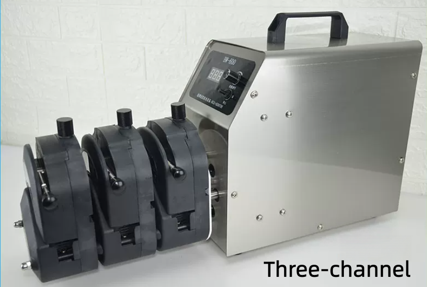BW-600 three-Channel Peristaltic Pump with Stainless Steel Body and Digital Display for Precise Fluid Transfer
