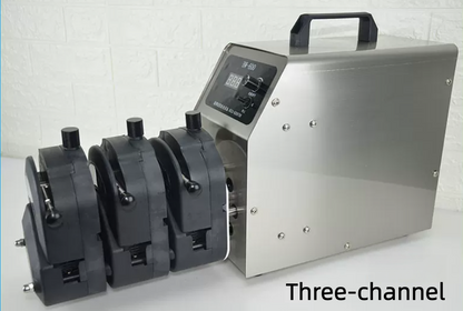 BW-600 three-Channel Peristaltic Pump with Stainless Steel Body and Digital Display for Precise Fluid Transfer
