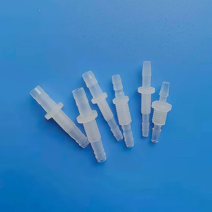 100/pk Bulkhead Barb Adapter with Thread M6, M8 Options, Plastic, Panel Mounting