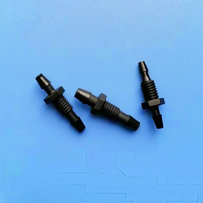 100/pk Bulkhead Barb Adapter with Thread M6, M8 Options, Plastic, Panel Mounting