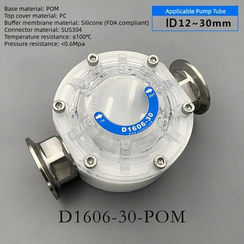 D1606-30 Pulsation Dampener Liquid Pulsation Damper Chemical Resist for Tubing 12-30mm ID