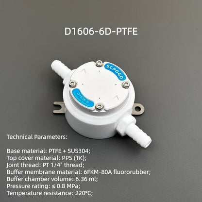 D1606-6 Miniature Pulsation Dampener for Peristaltic Pumps