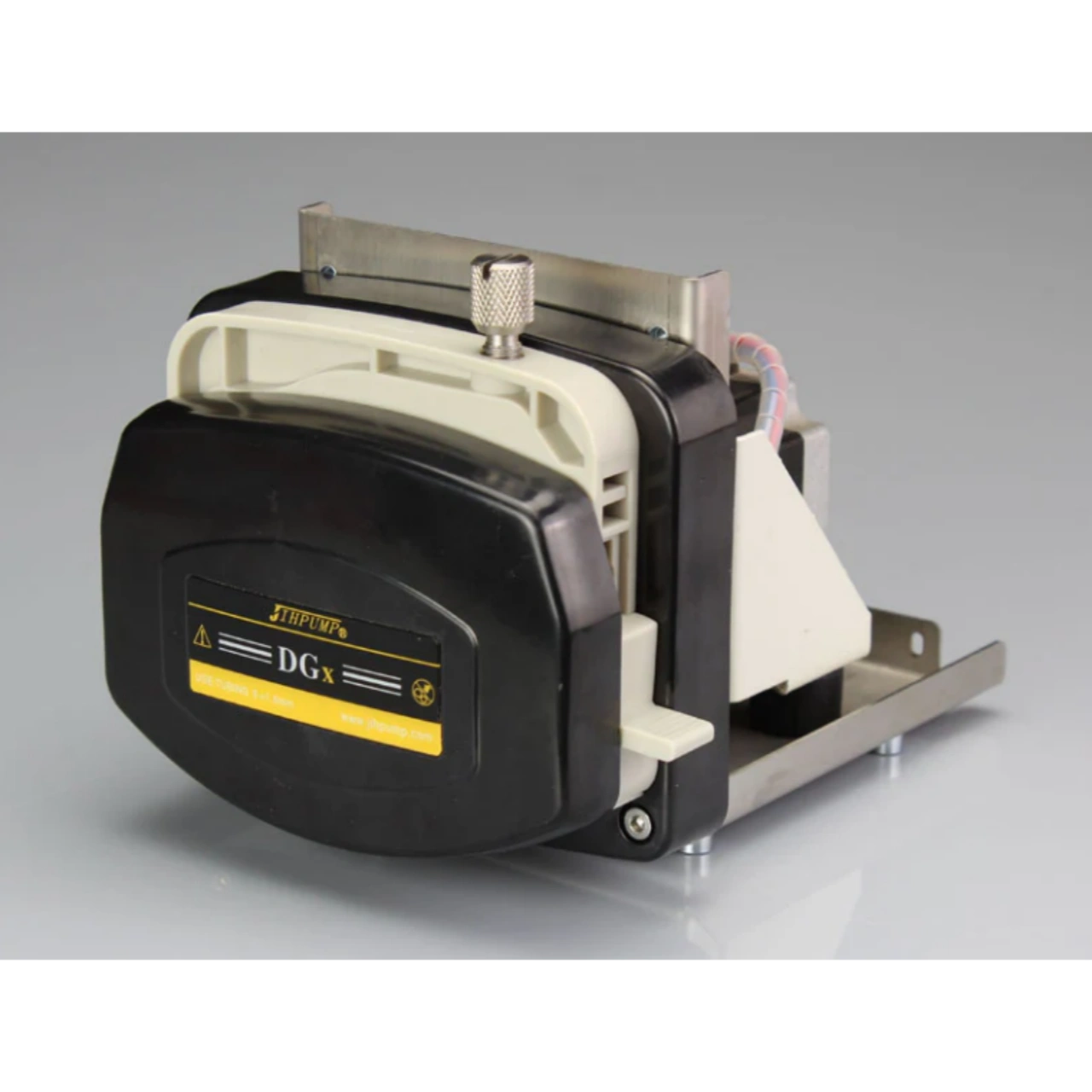 DGx-JBT OEM small volume peristaltic pump single channel with stainless steel bracket, PPS pump housing, DC motor drive for liquid dosing and dispensing
