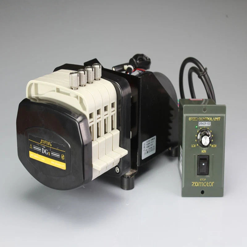 DGx-JBT multi-channel OEM peristaltic pump with AC motor and external speed control unit for industrial liquid dispensing and microfluidic applications
