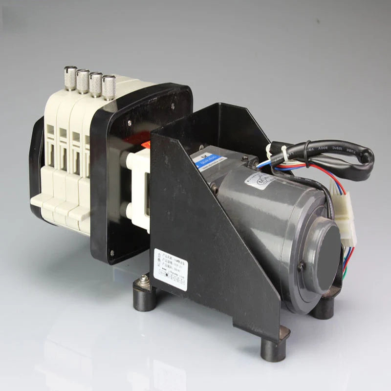 DGx-JBT 4-channel OEM peristaltic pump with AC gear motor, multi-channel tube connectors for high-flow liquid dosing up to 716mL/min
