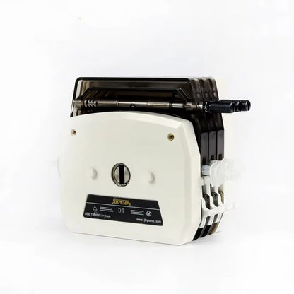 DT Multi-Channel Peristaltic Pump Head – Low-Pulse Precision Dosing, Stainless Steel Roller, Side View
