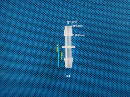 Equal barb union PP fitting food grade plastic tube connector 100-pack bulk
