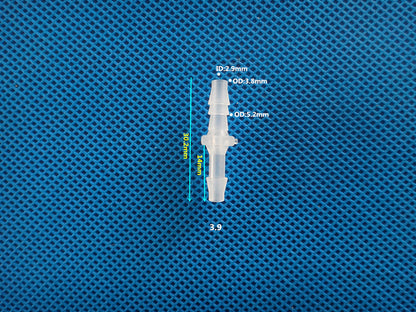 Equal barb union fitting PP plastic connector for flexible low-pressure tubing
