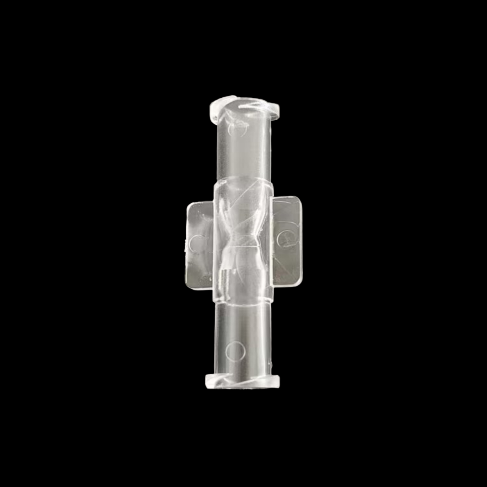 Extended Female to Female Winged Luer Lock Connector, Transparent PC, Syringe to Tube Adapter
