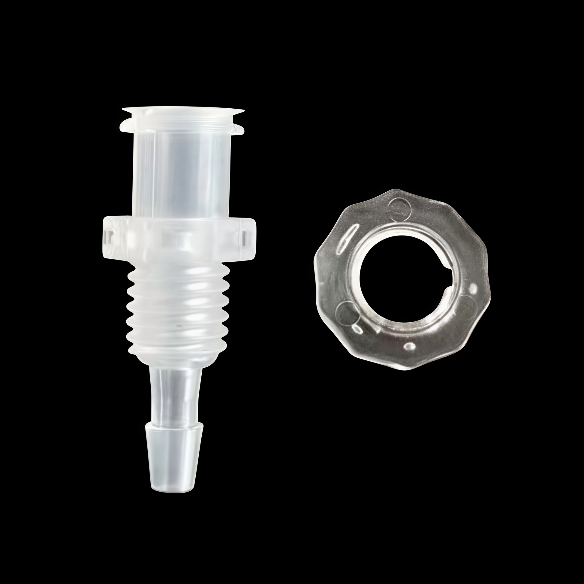 Female Bulkhead Luer Lock Fitting with Nut - Stainless Steel Fluid Connector
