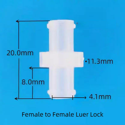 Plastic Luer Lock Female-Female Connector — Food-Grade PP/PC