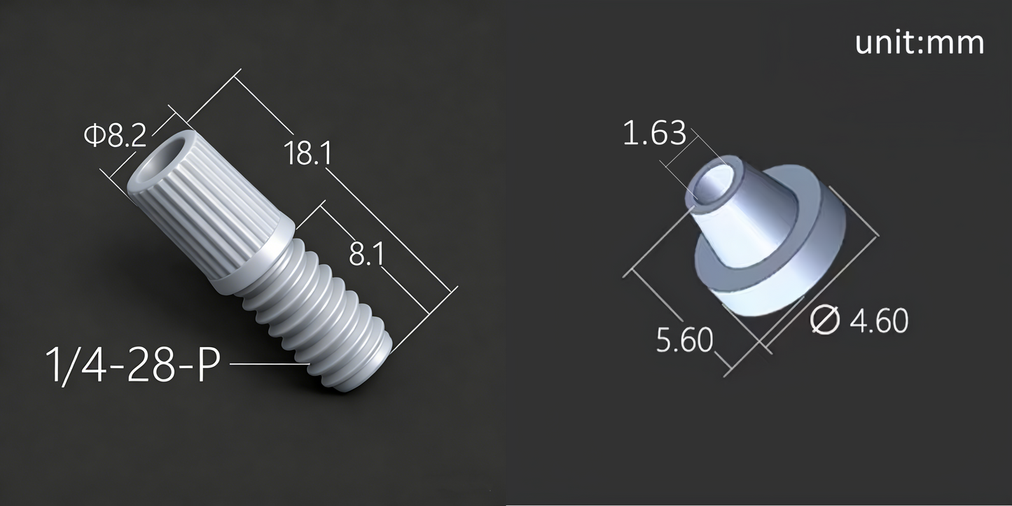 1.6mm Flangeless Fitting Two-Piece Set Leak-Proof Lab Connector for HPLC
