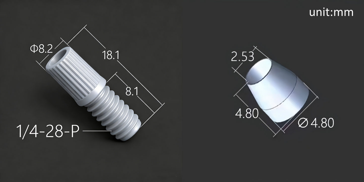 Flangeless Fittings Two-Piece Set (Nut + Ferrule) for HPLC & Chromatography – Leak-Proof Lab Connectors