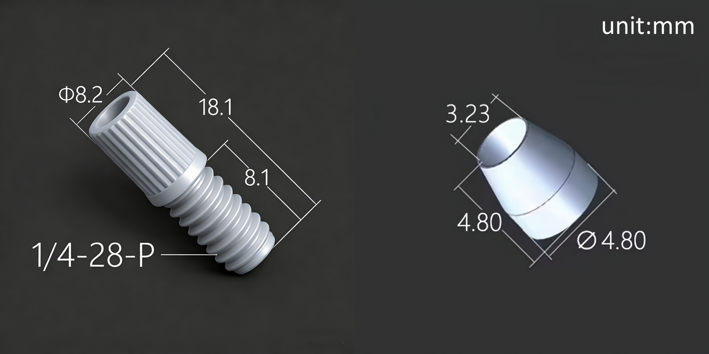 Flangeless Fittings Two-Piece Set (Nut + Ferrule) for HPLC & Chromatography – Leak-Proof Lab Connectors