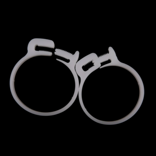 POM Plastic Hose Clamp – Reusable Ratchet Hose Clips, Eco-Friendly Tube Fastener-White or Black
