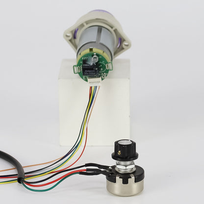 JZL-B Driver Board with external potentiometer – DC motor speed control module connected to peristaltic pump for remote speed adjustment
