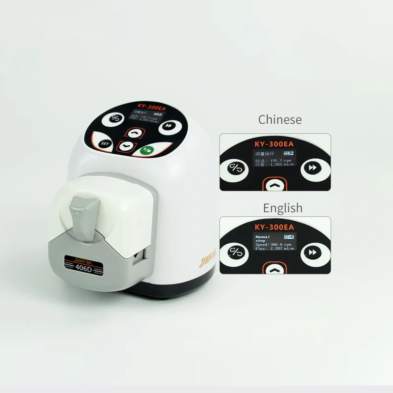 KY-300 Two 2 Channel Peristaltic Pump，Variable Speed Stepper Motor Long Life Precision Pumping Speed Resolution 0.1 rpm