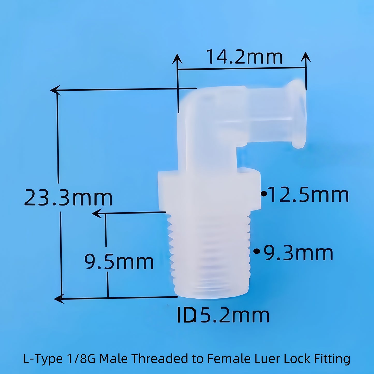 Female Luer→Male 1/8G Thread Connector-Straight and Elbow (L-type)— Food-Grade PP Luer Lock Adapter