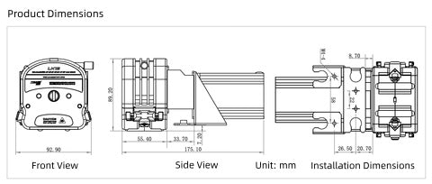 LK25 OEM Peristaltic Pump with Stepper Motor 24V Controllable Speed Metering Pump with Flip Top Head