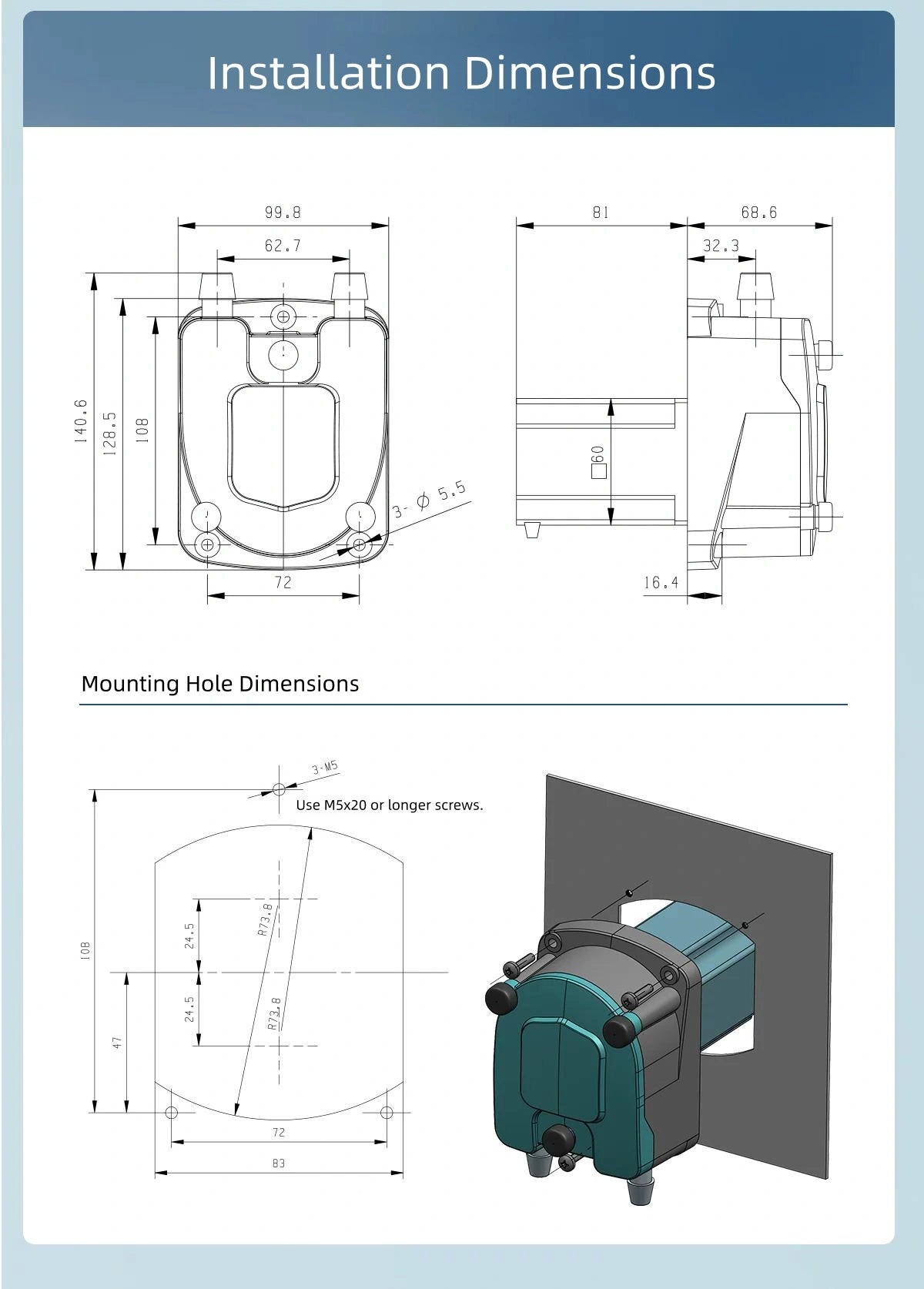 LP8000 Stepper Motor Food-Grade Peristaltic Pump for Milk Tea & Beverage Machines