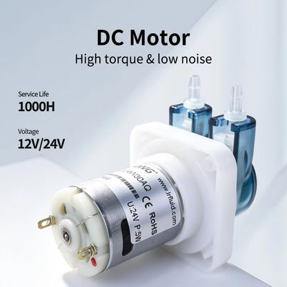 LP80 brushed DC motor peristaltic pump 12V 24V, high torque low noise, 1000H service life
