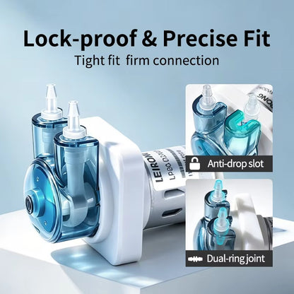 LP80 peristaltic pump anti-drop slot and dual-ring joint for secure tube locking and quick tube replacement
