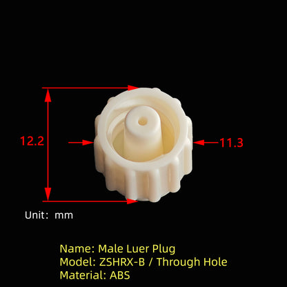 Luer Lock Plug ZSHRX-B Detail View Precision Molded Stopper Cap for Medical Fluid Systems

