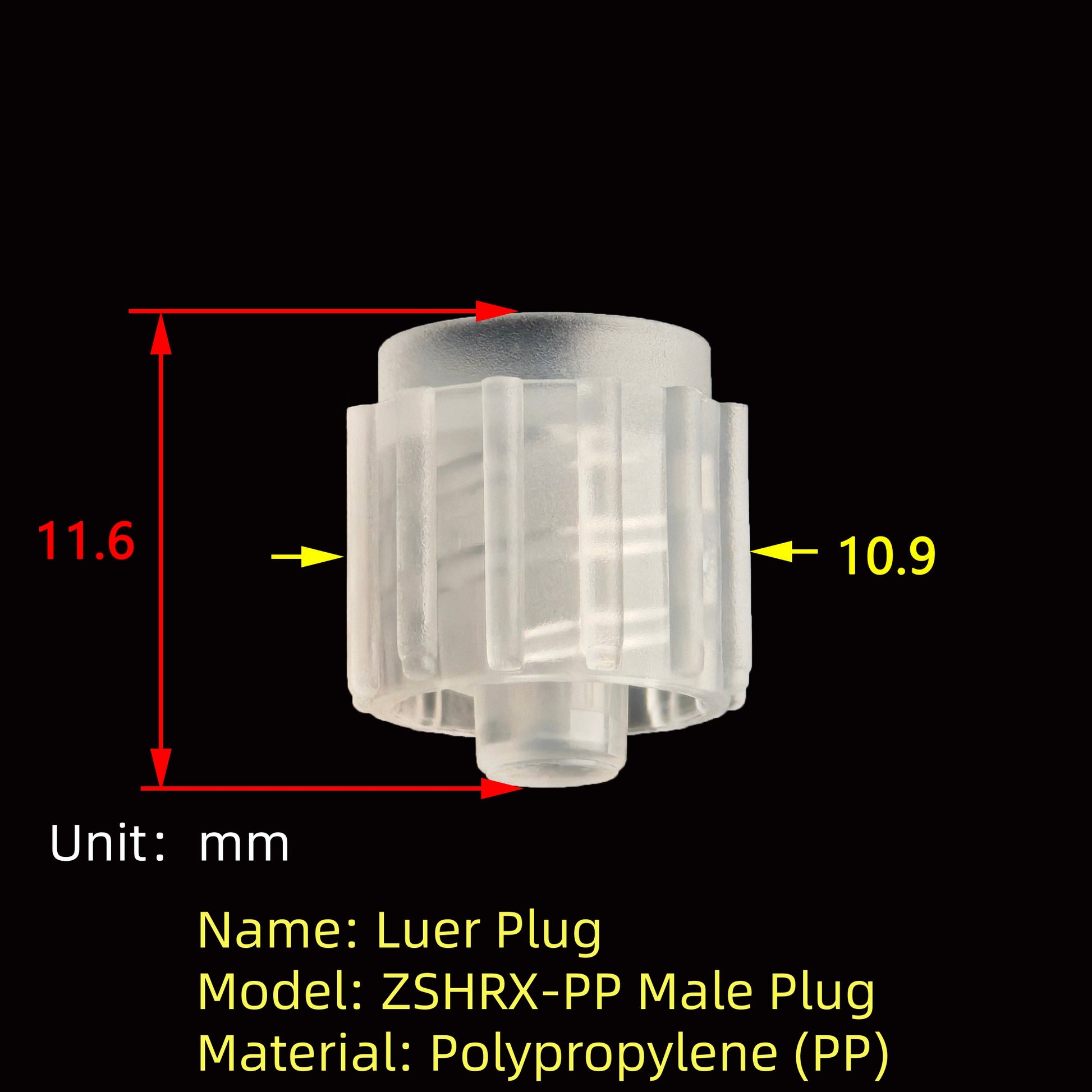 Luer Lock Plug ZSHRX-PP Polypropylene Stopper Cap Sterile Option Available Medical Grade Sealing
