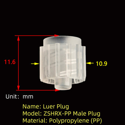 Luer Lock Plug ZSHRX-PP Polypropylene Stopper Cap Sterile Option Available Medical Grade Sealing
