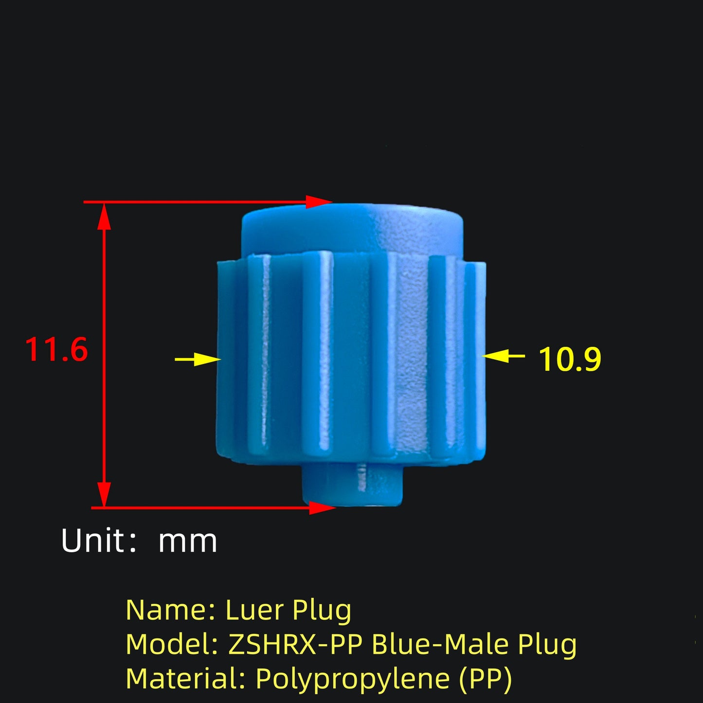 Luer Lock Plug ZSHRX-PP PP Material Detail View Leak-Free Sealing Cap for Syringe Infusion Tube
