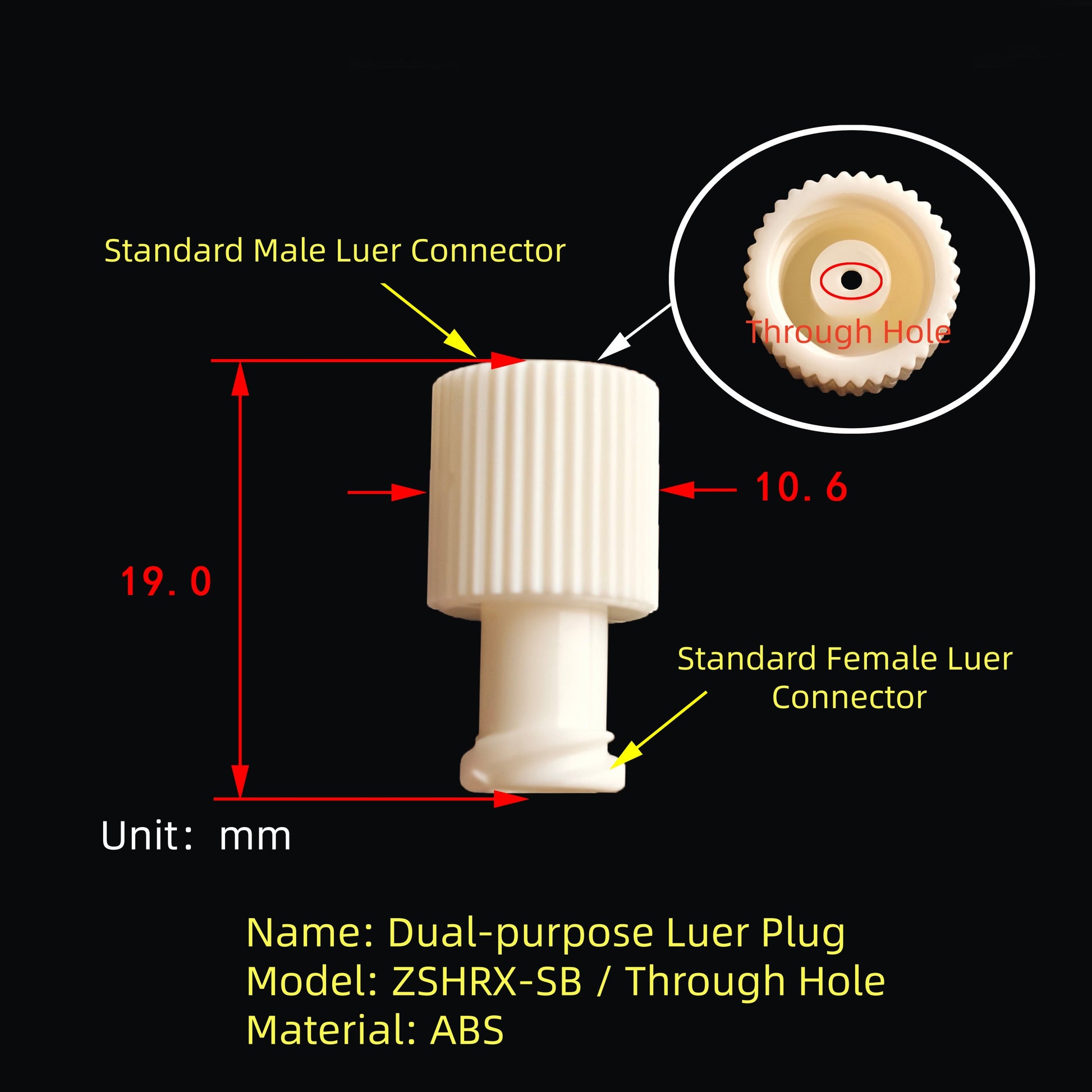 Luer Lock Plug ZSHRX-SB Stopper Cap Standard Luer Lock Fitting Sterile Non-Sterile Medical Pharmaceutical
