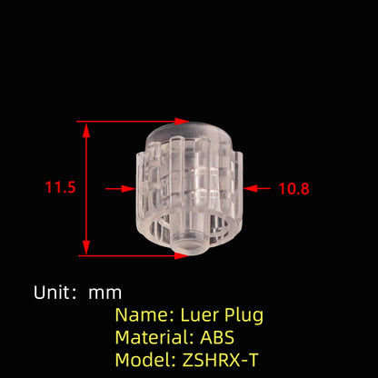Male Luer Lock Plug ZSHRX-T Transparent PC Stopper Cap Precision Molded Leak-Free Medical Device

