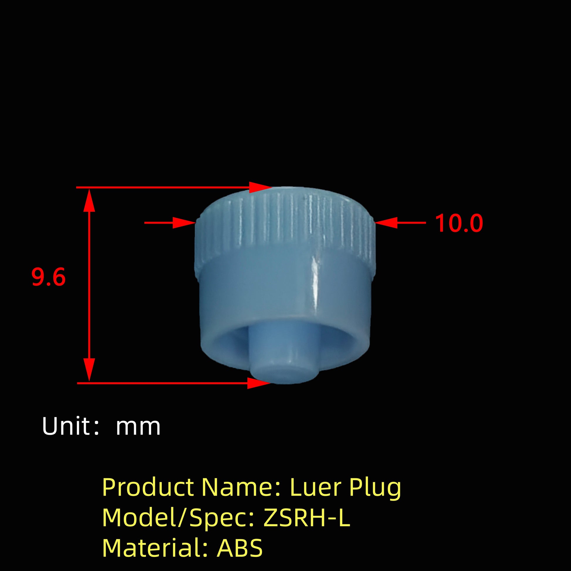 Luer Lock Plug ZSRH-L Blue Stopper Cap Standard Luer Lock Connection Medical Laboratory Use
