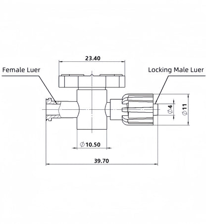 2-Way Luer Stopcock, One Female One Male Luer, with Spin Lock, Swivel Male Luer -10/pk