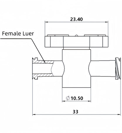 2-Way Luer Stopcock, 2 Female Luer Locks -10 /pk