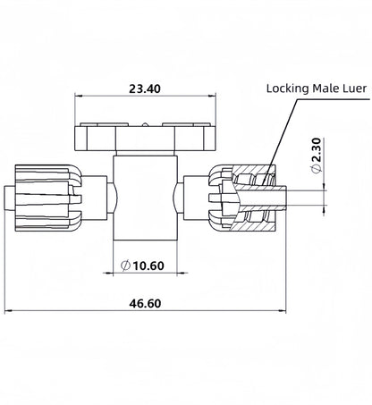2-way Luer Stopcock with 2 Male Luer Coupler Union (polyprop)  -10/pk
