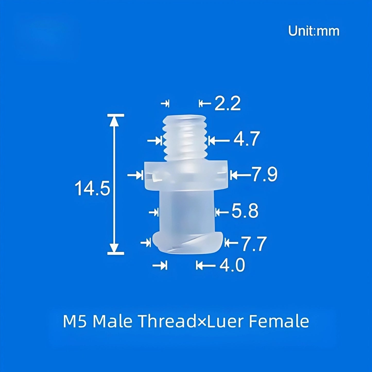 M5 Male Thread x Female Luer Lock Fitting PP - Precision Fluid Connector
