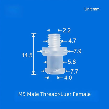 M5 Male Thread x Female Luer Lock Fitting PP - Precision Fluid Connector
