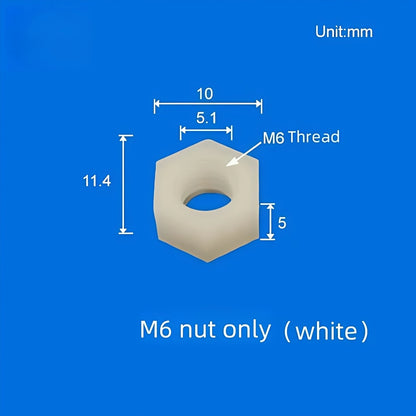 100/pk Bulkhead Barb Adapter with Thread M6, M8 Options, Plastic, Panel Mounting