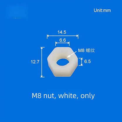 100/pk Bulkhead Barb Adapter with Thread M6, M8 Options, Plastic, Panel Mounting