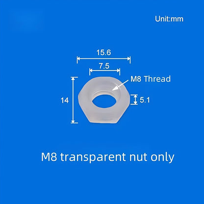 100/pk Bulkhead Barb Adapter with Thread M6, M8 Options, Plastic, Panel Mounting