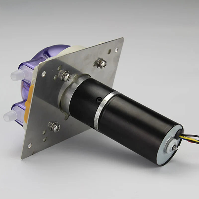 MN4 Peristaltic Pump with Stainless Steel Mounting Plate and DC Planetary Geared Motor for Beverage Dispensing
