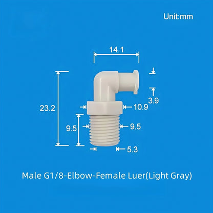 Male / Female Luer Lock-to-Male G1/8 Threaded Elbow L Tube Connectors