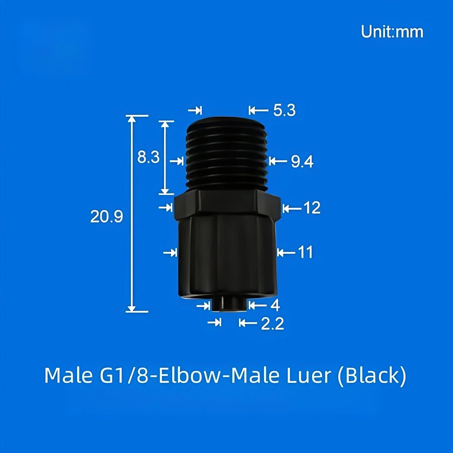 Luer Lock to G1/8 Threaded Elbow Tube Connector - Male/Female PP