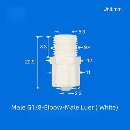 Male / Female Luer Lock-to-Male G1/8 Threaded Elbow L Tube Connectors